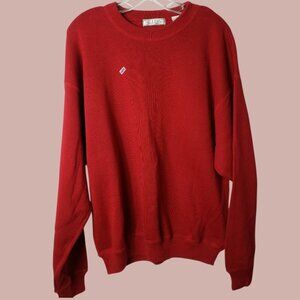 Elkhan Red Crewneck Sweater 100% Cotton Knit Pullover Red  Large